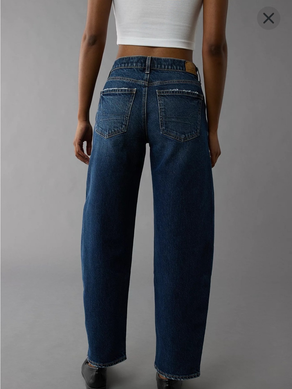 American Eagle Outfitters Stretch Barrel Baggy Medium Blue Wash Women’s Size 14 - Picture 2 of 10